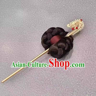 Korea Stage Performance Golden Dragon Hair Jewelry Korean Court Queen Hairpin Traditional Wedding Bride Binyeo Headpiece