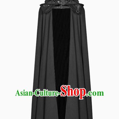Top Gothic Cloak Medieval Europe Winter Costume Handmade Black Cape