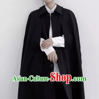 Handmade Black Cape Gothic Cloak Medieval Europe Winter Costume