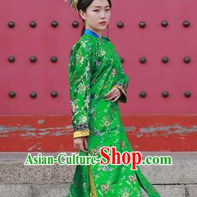 Ruyi Royal Love in the Palace Green Dress Chinese Qing Dynasty Empress Costume Ancient China Manchu Palace Woman Clothing