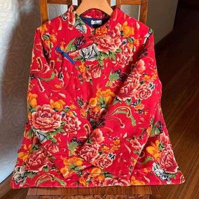 Traditional Chinese Winter Costume China Tang Suit Plated Buttons Upper Outer Garment National Red Jacket