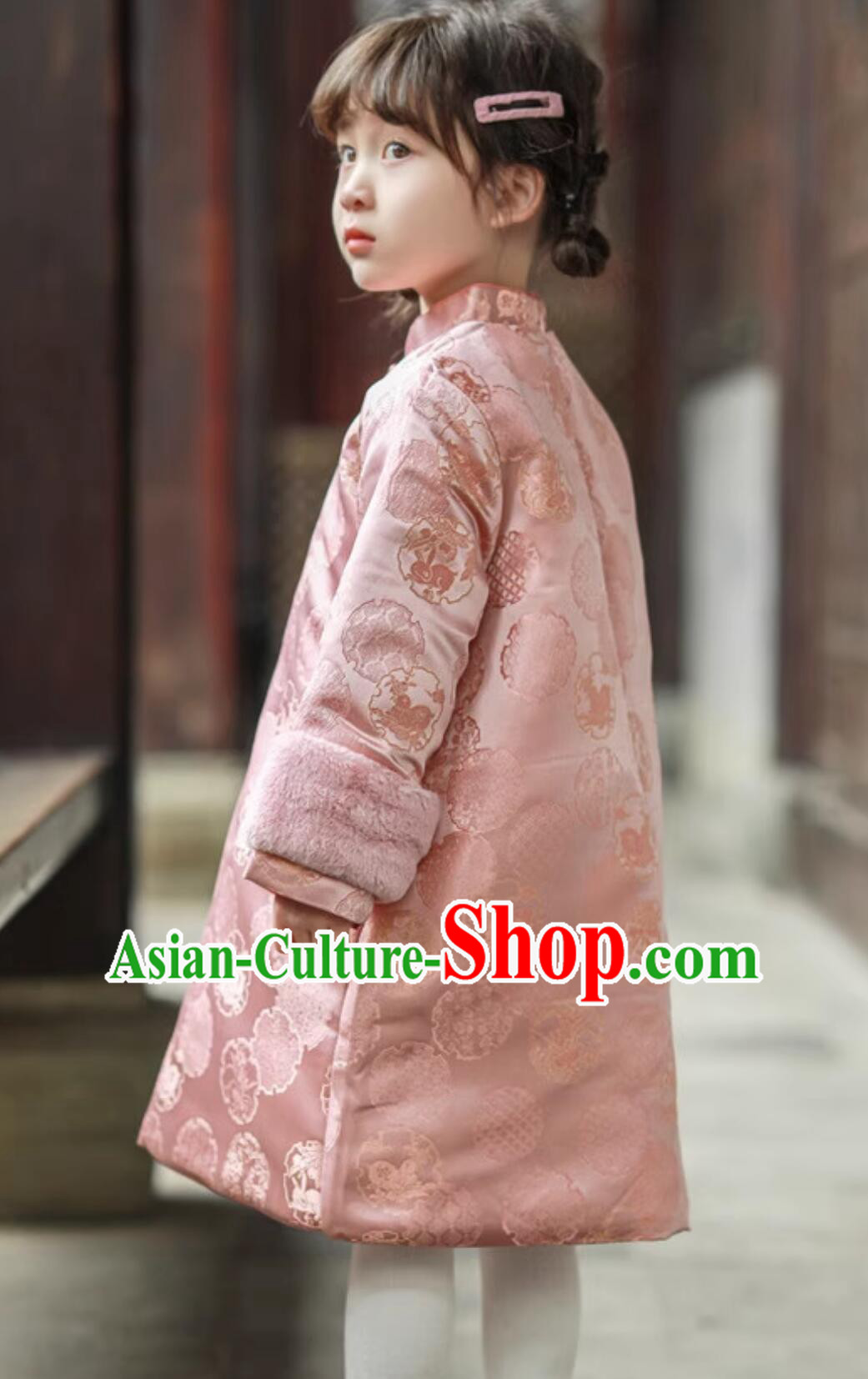 Winter Warm Cheongsam China Pink Dress Traditional Chinese Clothing Children Qipao Winter Warm Cheongsam China Pink Dress Traditional Chinese Clothing Children Qipao