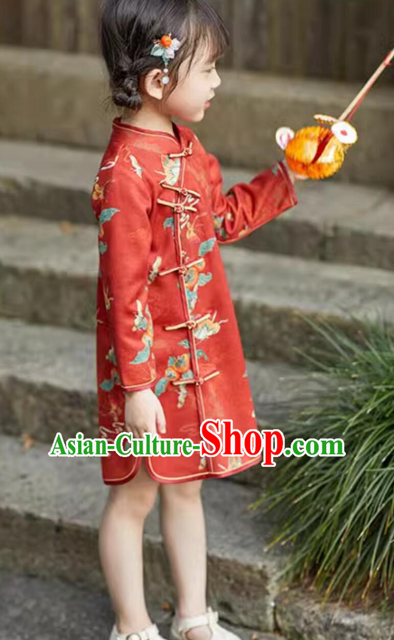 China Classical Dress Traditional Chinese Clothing Children Qipao Red Cheongsam China Classical Dress Traditional Chinese Clothing Children Qipao Red Cheongsam