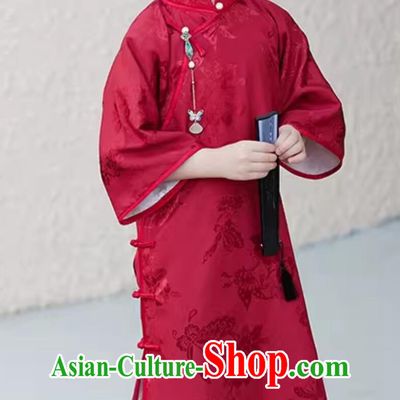 China Children Qipao Red Cheongsam Classical Dress Traditional Chinese Clothing