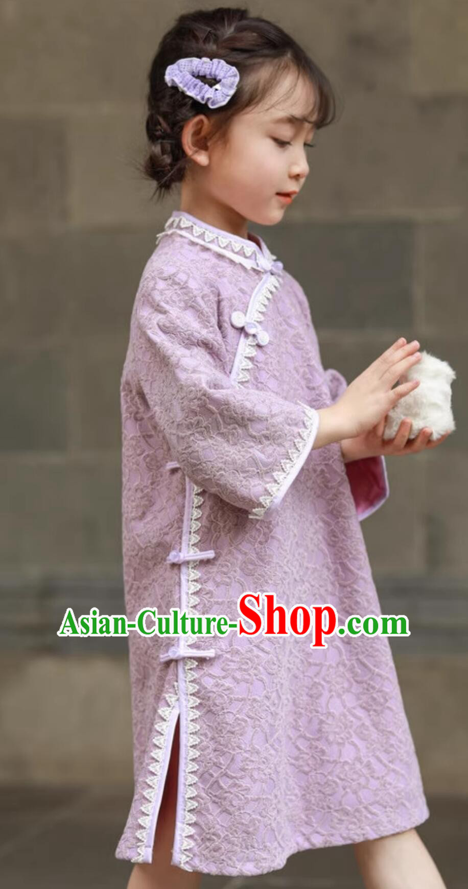 Traditional Chinese Clothing China Children Qipao Purple Cheongsam Classical Dress Traditional Chinese Clothing China Children Qipao Purple Cheongsam Classical Dress