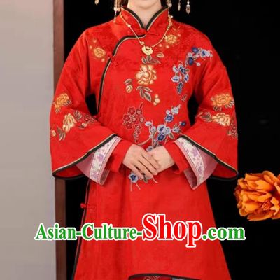 Ancient China Bride Costume Late Qing Dynasty Civil Wedding Clothing Traditional Chinese Red Dress