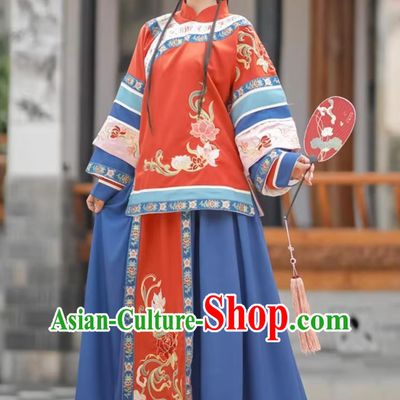 Ancient China Bride Costume Chinese Late Qing Dynasty Clothing Traditional Wedding Red Dress