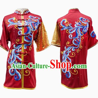 Chinese Traditional Kung Fu Costume Martial Arts Uniform Changquan Wushu Tournament Red Outfit Embroidered Clothing