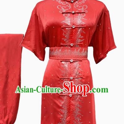 Top Wushu Competition Outfit Martial Arts Tournament Clothing Traditional Kung Fu Costume Chinese Changquan Red Uniform