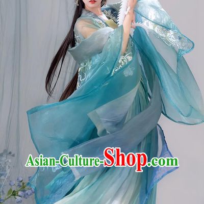 Chinese Song Dynasty Princess Clothing Ancient China Fairy Costume Traditional Blue Hanfu Dress