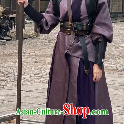 Ancient China Female General Clothing Traditional Chinese Hanfu Dress TV Series Drama Tiger and Crane Heroine Zhao Xin Tong Purole Costume