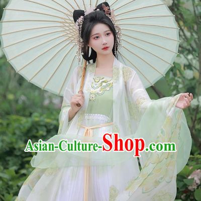 Chinese Traditional Light Green Hanfu Dress Song Dynasty Embroidered Clothing Ancient China Princess Costume
