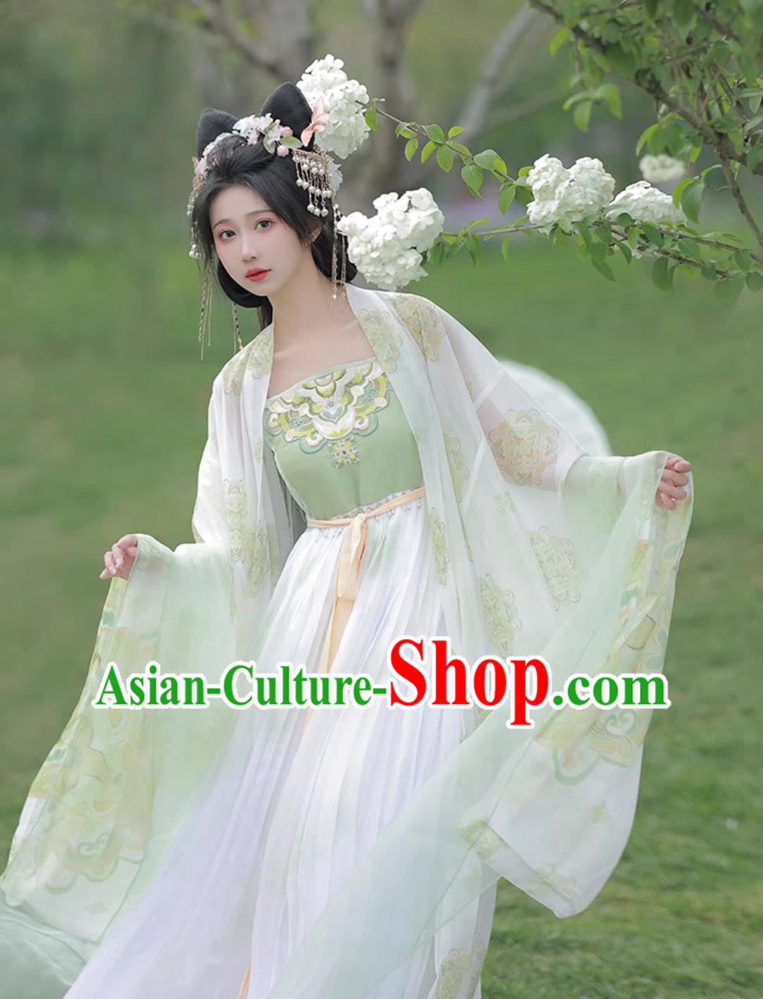Chinese Traditional Light Green Hanfu Dress Song Dynasty Embroidered Clothing Ancient China Princess Costume Chinese Traditional Light Green Hanfu Dress Song Dynasty Embroidered Clothing Ancient China Princess Costume