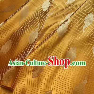 Buddhism Swastika Cloud Pattern Golden Cloth Traditional Chinese Fabric Classical Tibetan Robe Brocade