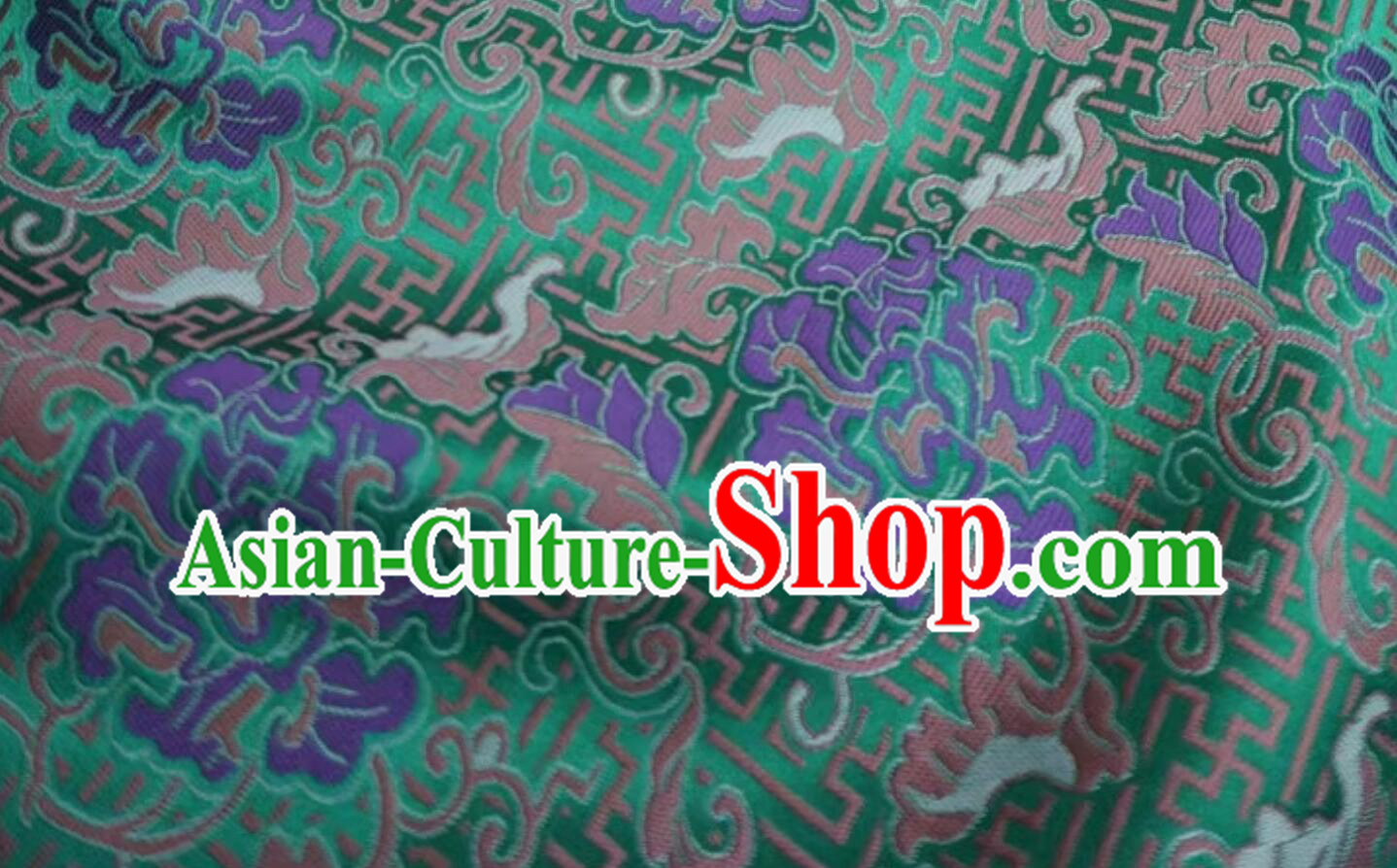 Traditional Chinese Fabric Classical Qipao Green Brocade Buddhism Swastika Pattern Cloth Traditional Chinese Fabric Classical Qipao Green Brocade Buddhism Swastika Pattern Cloth