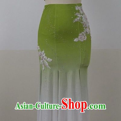 Chinese Yunnan Peacock Dance Costume Women Group Dance Green Dress Taoli Cup Dai Nationality Dance Clothing