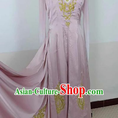 Chinese Ethnic Women Group Dance Pink Dress Uyghur Nationality Dance Clothing Xinjiang Folk Dance Costume