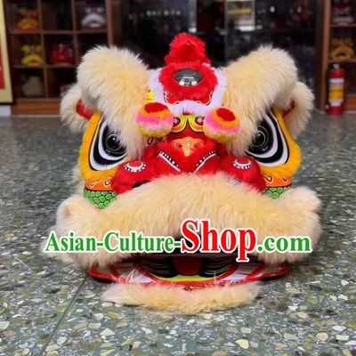 Beige Fur Chinese Dancing Lion Clothing Handmade Fut San Lion Head Traditional Lion Dance Costume Complete Set