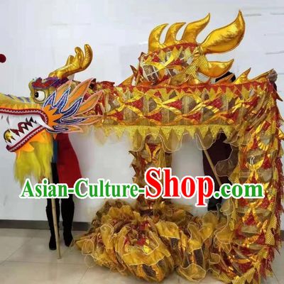 Chinese Traditional Net Dragon Dancing Props New Year Parade Dragon Dance Costume Handmade Red and Golden Dragon Dance Equipment