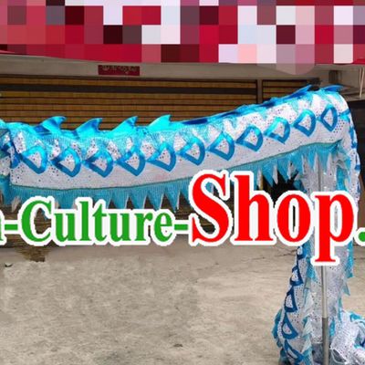 Handmade Blue Dragon Dance Equipment Traditional Net Dragon Dancing Props Chinese New Year Parade Dragon Dance Costume