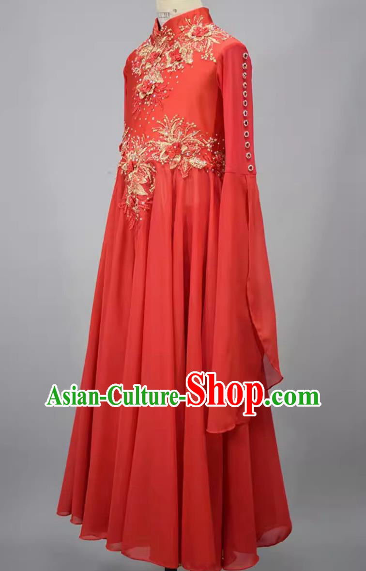 Chinese Classical Dance Clothing China Ethnic Dance Red Dress Kazak Nationality Girl Dance Costume Chinese Classical Dance Clothing China Ethnic Dance Red Dress Kazak Nationality Girl Dance Costume