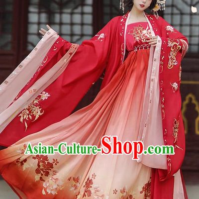 Traditional Wedding Hanfu Hezi Dress Chinese Tang Dynasty Bride Costume Ancient China Palace Princess Clothing