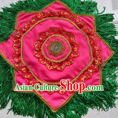 Handmade Pink Peony Dance Handkerchief Traditional Chinese Yangko Dance Handkerchief
