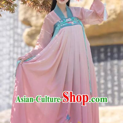 Chinese Tang Dynasty Clothing Traditional Pink Hanfu Dress Ancient China Young Lady Costume