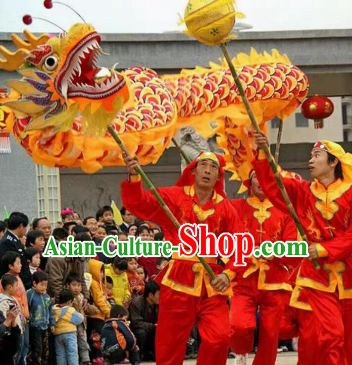 Chinese New Year Performance Dragon Dance Costumes Complete Set for Three People Chinese New Year Performance Dragon Dance Costumes Complete Set for Three People