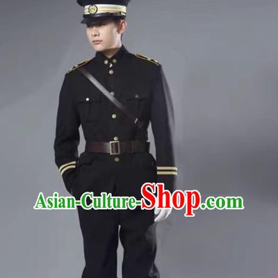 Northern Warlords Military Uniform the Republic of China Army Costume Cosplay Black Suit