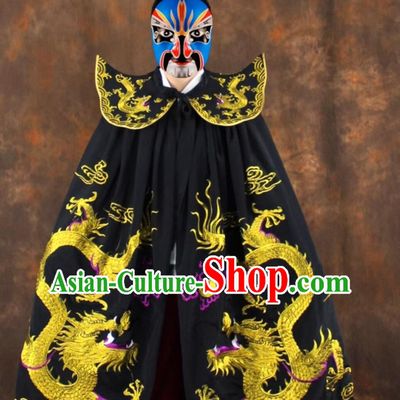 Chinese Traditional Face Changing Costume Embroidered Black Cape Sichuan Opera Bian Lian Cloak