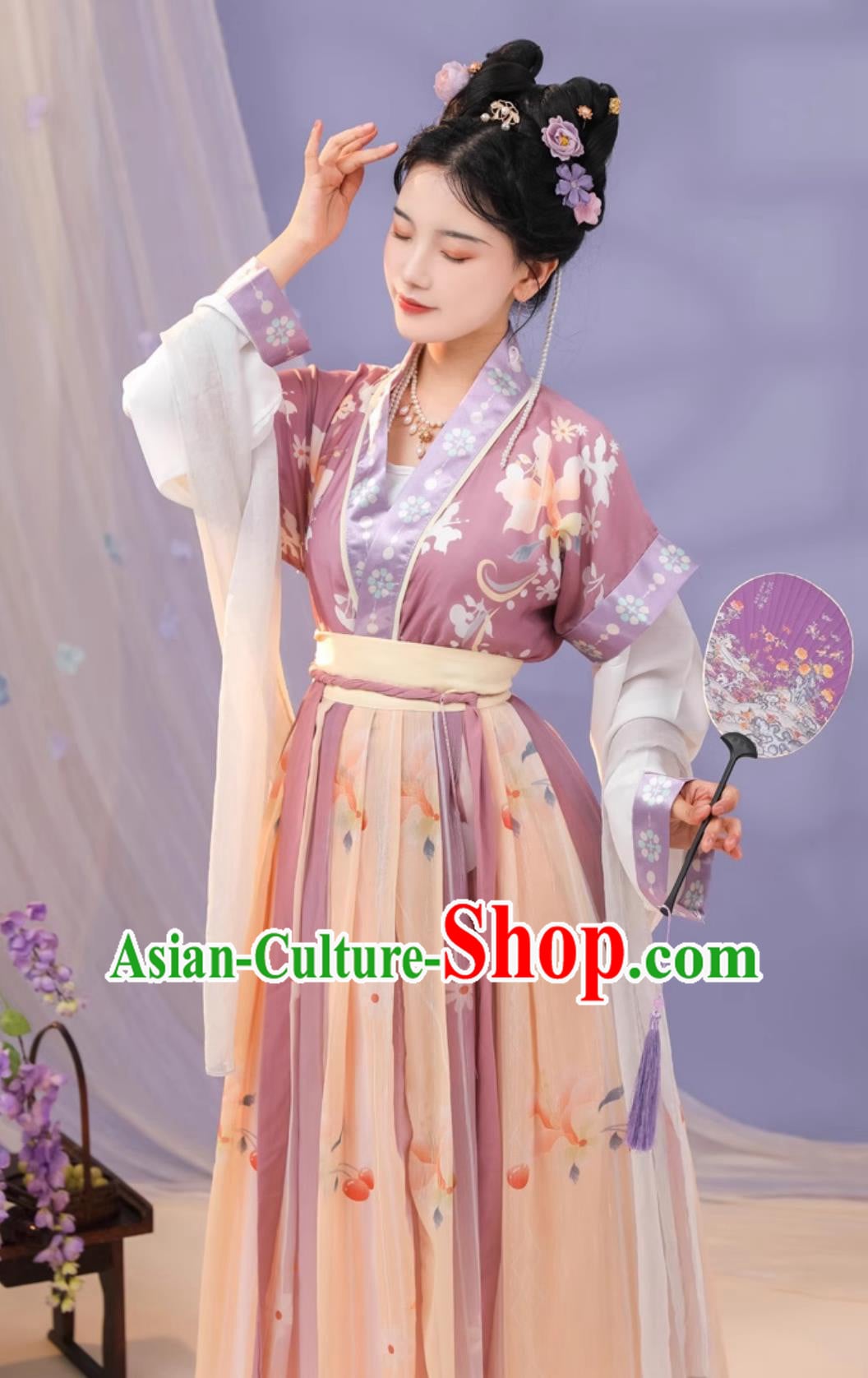 Chinese Tang Dynasty Young Lady Clothing Ancient China Princess Costume Traditional Purple Hanfu Dress Chinese Tang Dynasty Young Lady Clothing Ancient China Princess Costume Traditional Purple Hanfu Dress