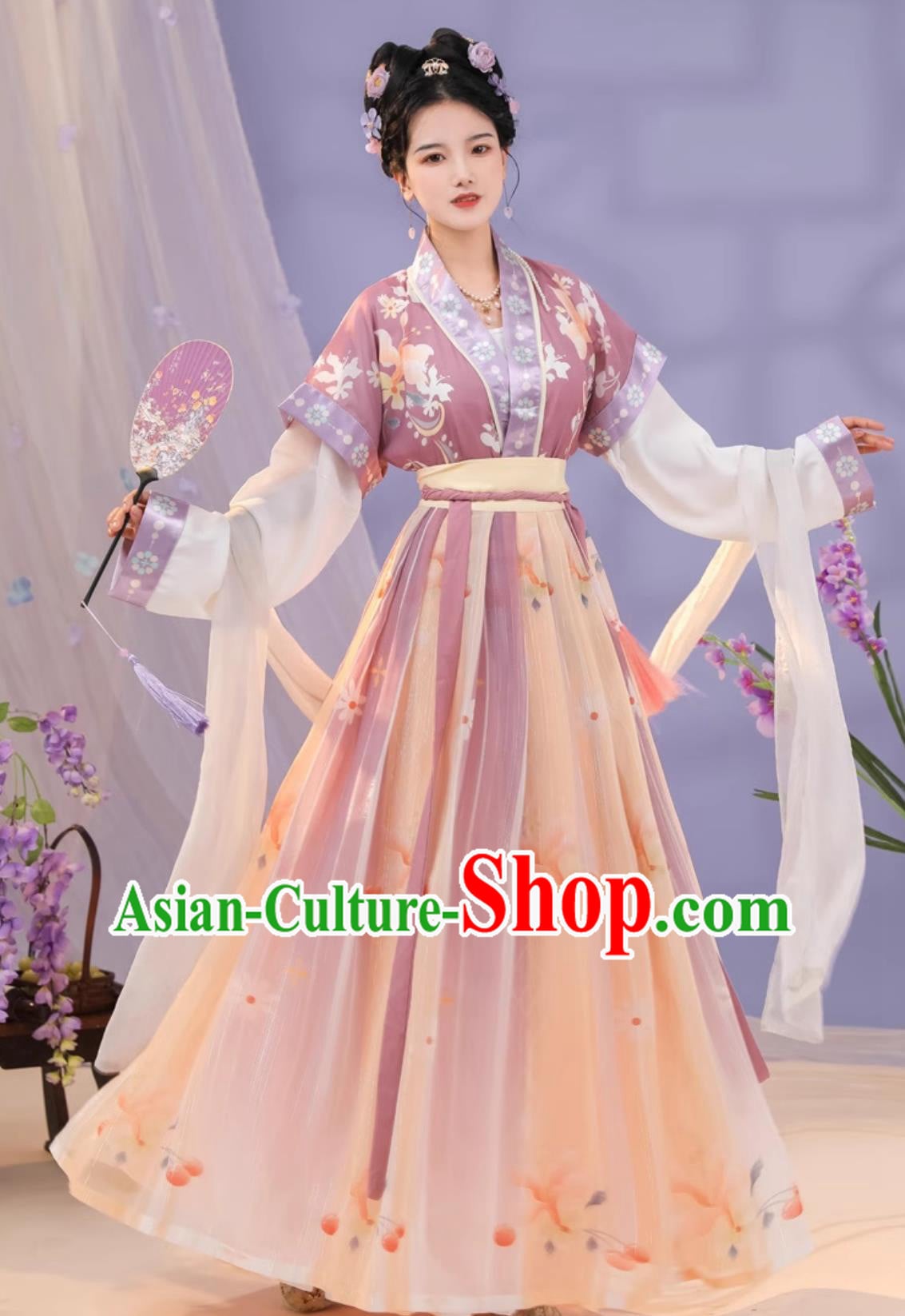 Chinese Tang Dynasty Young Lady Clothing Ancient China Princess Costume Traditional Purple Hanfu Dress Chinese Tang Dynasty Young Lady Clothing Ancient China Princess Costume Traditional Purple Hanfu Dress