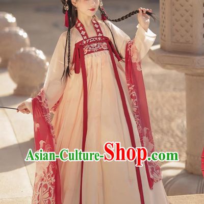 Traditional Hanfu Dress Chinese Tang Dynasty Young Lady Clothing Ancient China Princess Costume