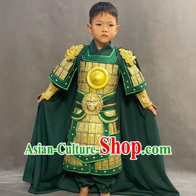 Romance of the Three Kingdoms Guan Yu Clothing Ancient China General Armor Chinese Handsome Three Kingdoms Period Gwan Gong Costume for Kids