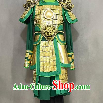 Chinese Han Dynasty Hero Guan Yu Costume Ancient China General Clothing Traditional TV Drama Romance of the Three Kingdoms Gwan Gong Armor