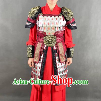 Chinese Northern Dynasty Heroine Costume Ancient China Female General Clothing Traditional TV Drama Hua Mu Lan Red Armor