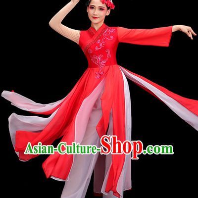 Women Group Dance Clothing Chinese Stage Performance Red Outfit Yangko Dance Dress Folk Dance Costume