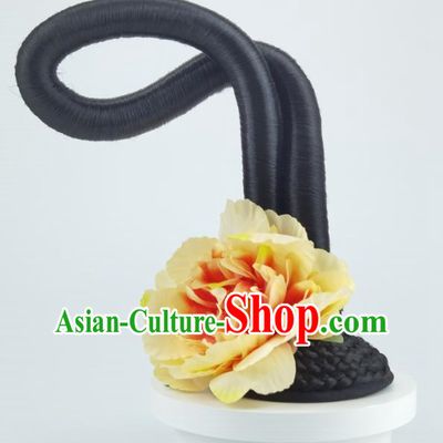 Classical Dance Headgear Hanfu Wig Art Test Performance Headband Ancient Style Hair Accessories One Piece Hair Extensions Ancient Costume Accessories Hair Stick