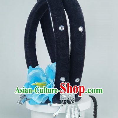 Lotus Award Drunk Spring Breeze Dance Headgear Classical Dance Style Hanfu Wig Braid Fairy Stick Hair Bag Hair Accessories Art Examination