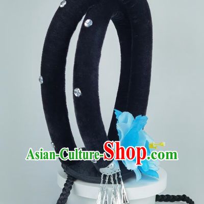 Lotus Award Drunk Spring Breeze Dance Headgear Classical Dance Style Hanfu Wig Braid Fairy Stick Hair Bag Hair Accessories Art Examination
