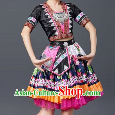 Miao Dance Costumes Minority Style Costumes Tujia And Yi Adult Stage Performance Costumes