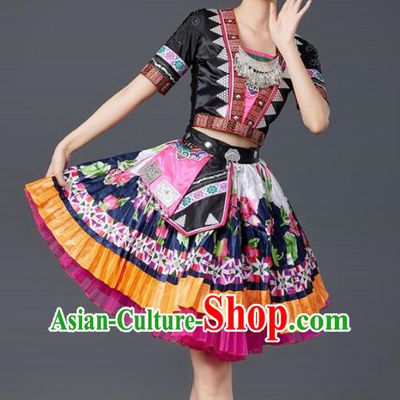 Miao Dance Costumes Minority Style Costumes Tujia And Yi Adult Stage Performance Costumes