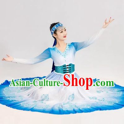 Mongolian Dance Costumes Swan Dance Repertoire Stage Costumes China Ethnic Minority Women Costumes China Ethnic Performance Costumes