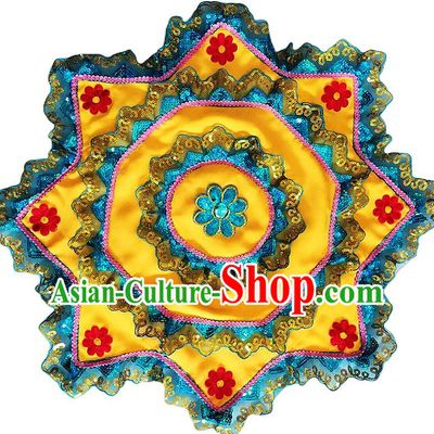 Blue Edged Yellow Handkerchief Flower Dance Two Person Handkerchief Dance Square Dance Special Northeastern Chinese Yangko Octagonal Scarf