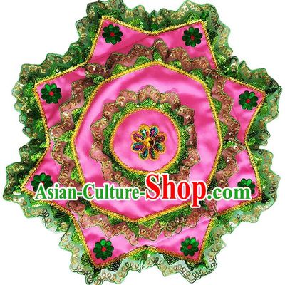 Green Edged Pink Handkerchief Flower Dance Two Person Handkerchief Dance Square Dance Special Northeastern Twisted Chinese Yangko Octagonal Scarf