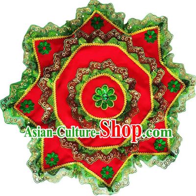 Green Edged Red Handkerchief Flower Dance Two Person Handkerchief Dance Square Dance Special Northeastern Twisted Chinese Yangko Octagonal Scarf