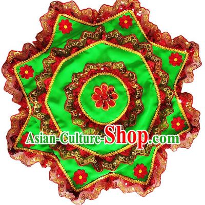 Red Edged Green Handkerchief Flower Dance Two Person Handkerchief Dance Square Dance Special Northeastern Twisted Chinese Yangko Octagonal Scarf