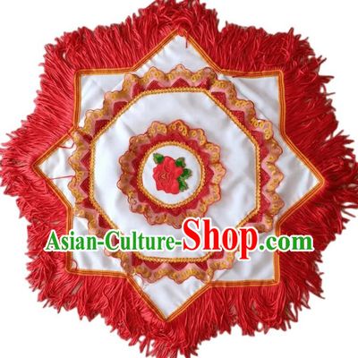 Red Tassel Handkerchief Flower Dance Two Person Handkerchief Dance Square Dance Special Northeastern Twisted Chinese Yangko Octagonal Scarf For Grade Examination