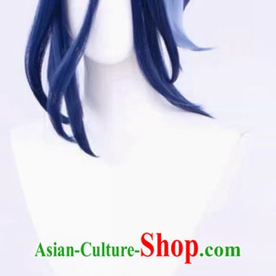 Clolinde Cos Wig Fontaine Duel Agent Dark Blue Long Hair Highlights